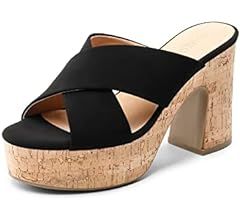 DREAM PAIRS Women's Platform Heels Open Toe Slip on Heels for Women High Chunky Block Wedges Sand... | Amazon (US)