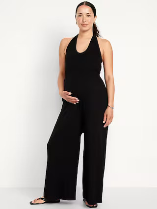 Maternity Waist-Defined Halter Jumpsuit | Old Navy (US)