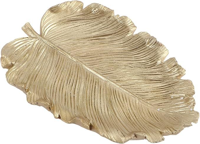 Wakauto Gold Leaf Shaped Small Jewelry Ring Dish,Gold Leaf Trinkle Dish Jewellery Tray Plate Deco... | Amazon (US)
