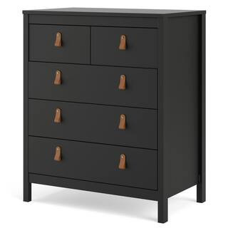 Tvilum Madrid Black Matte Finish 5 Drawer Chest of Drawer (32.4 in W x 38.94 in H.) 79678gmgm - T... | The Home Depot