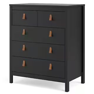 Tvilum Madrid Black Matte Finish 5 Drawer Chest of Drawer (32.4 in W x 38.94 in H.) 79678gmgm - T... | The Home Depot