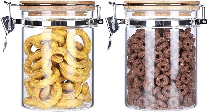 KKC Borosilicate Glass Storage Jars with Airtight Lids,Glass Airtight Canisters Clamp Lids,Glass ... | Amazon (US)