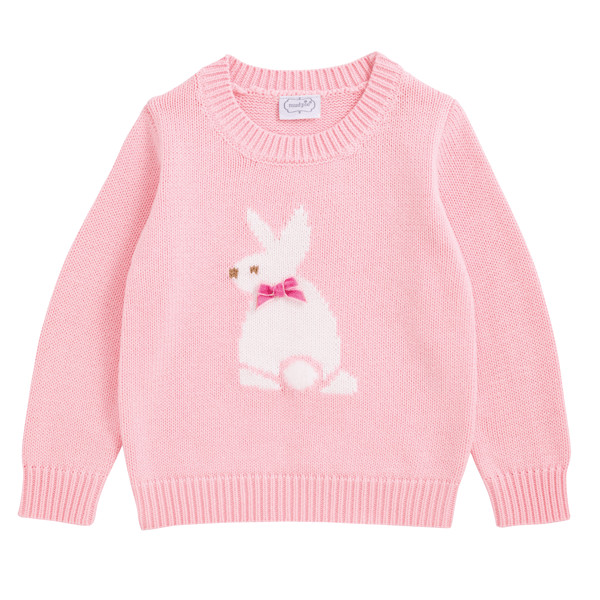 Pink Crew Neck Bunny Sweater | Mud Pie