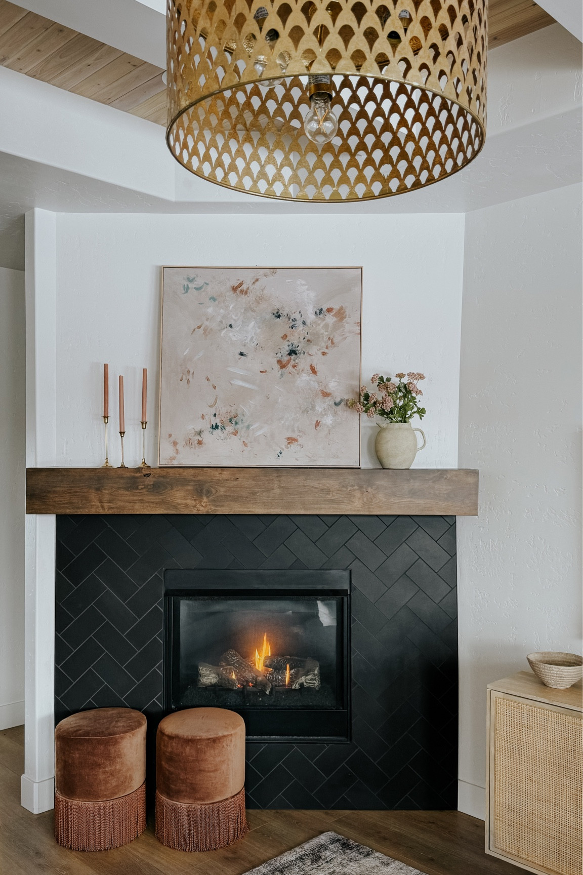 High low fireplace decor! I used pieces from the new target studio McGee and threshold lines mixed with a few McGee and co items for a living room designer look for less! 

#LTKSeasonal #LTKhome #LTKsalealert