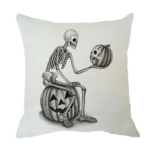 Sunisery Halloween Pillow Covers Happy Skull Pumpkin Ghost Print Home Decorative | Walmart (US)