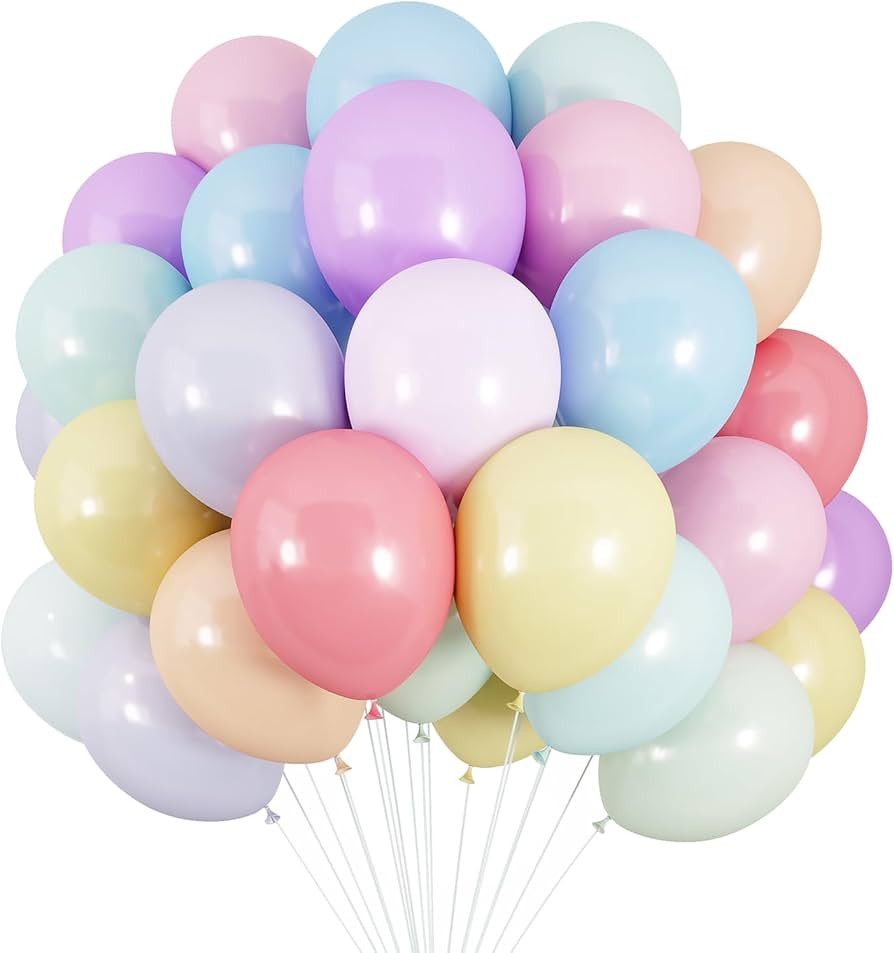 RUBFAC 120pcs Pastel Balloons Assorted Colors 12 Inches Multicolor Balloons for Kid's Birthday Ra... | Amazon (US)