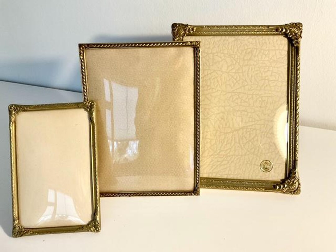 Vintage Picture Frames, Set of Three Brass Frames With Convex Glass, 2 is 24 X 18 Cm, 1 is 17,5 X... | Etsy (US)