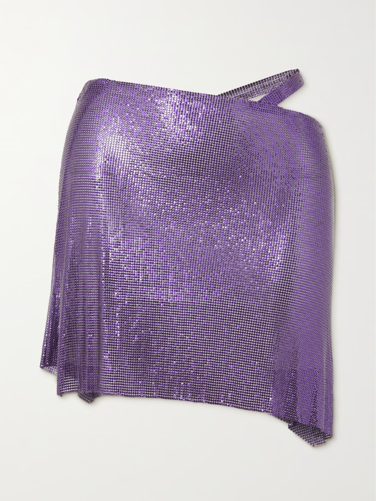FANNIE SCHIAVONI - Iza Asymmetric Cutout Chainmail Mini Skirt - Purple | NET-A-PORTER (US)