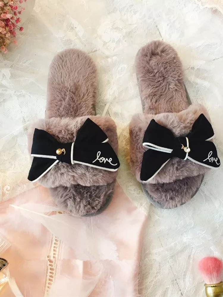 Bow Decorated Fluffy Slippers | SHEIN