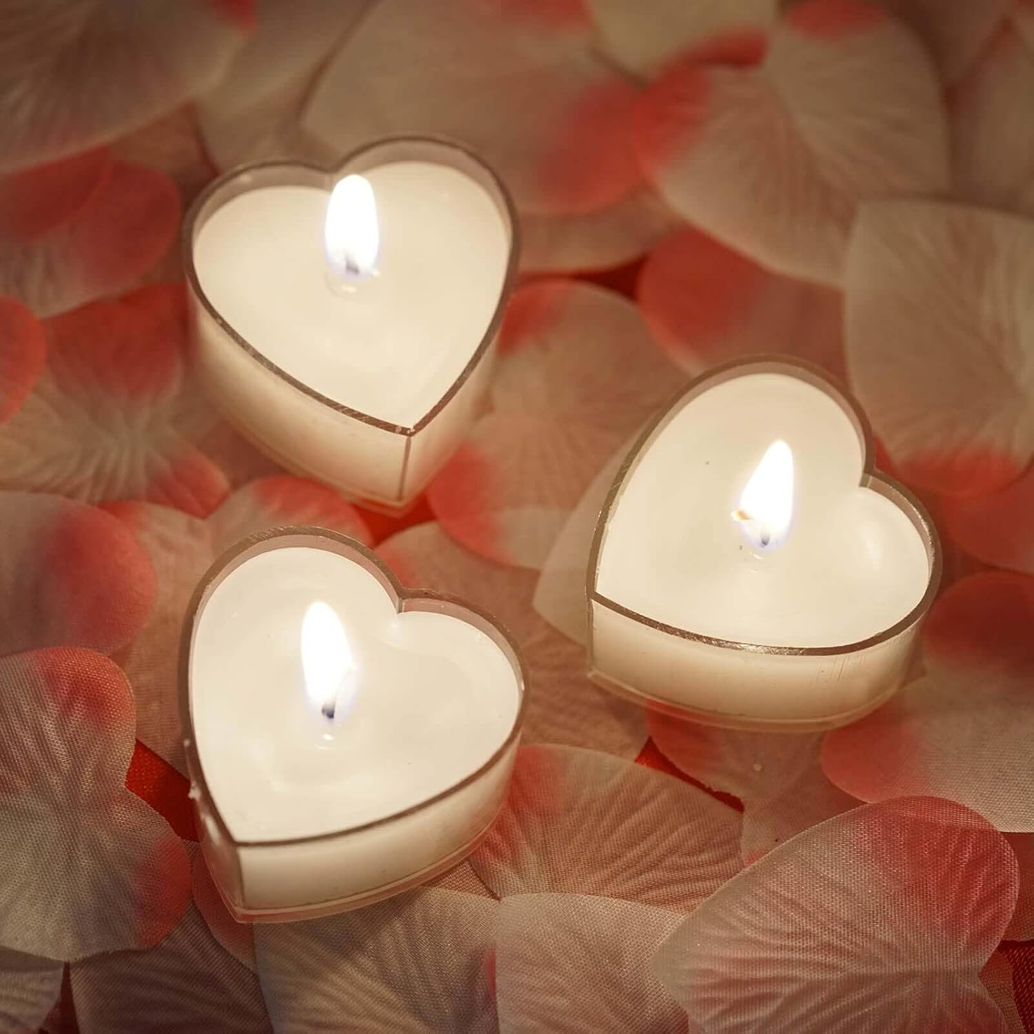 Efavormart 12 Pack White Heart Shaped Tea Light Candles Birthday, Proposal, Wedding, Party, Engag... | Amazon (US)