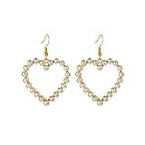 BELUCKIN Gold Open Pearl Heart Earrings White Seashell Pearl Dangle Earrings | Amazon (US)