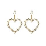BELUCKIN Gold Open Pearl Heart Earrings White Seashell Pearl Dangle Earrings | Amazon (US)