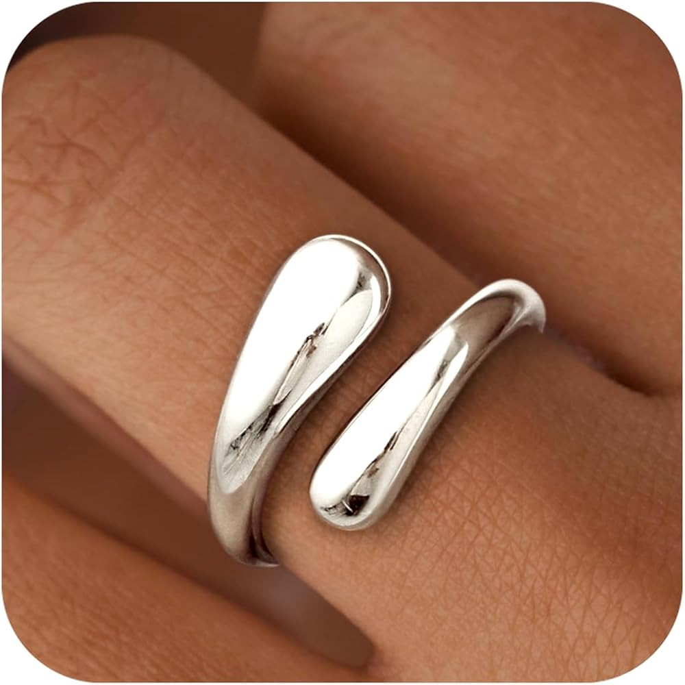 Non Tarnish Gold Chunky Rings for Women, Gold Statement Dome Rings Stacking Silver, Adjustable Me... | Amazon (US)