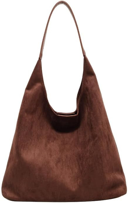 Suede Hobo Bag for Women Slouchy Purse Fashionable Office Tote Handbag | Amazon (US)
