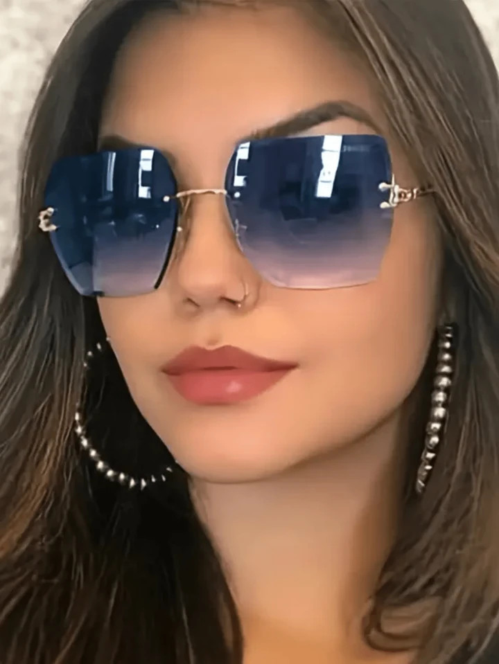 1 pièce Lunettes de mode Y2K, lunettes de soleil carrées sans monture, accessoires de plage vin... | SHEIN