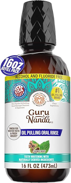 GuruNanda CocoMint Oil Pulling Mouthwash for Complete Oral Hygiene, 7 Essential Oils & Vitamins f... | Amazon (US)