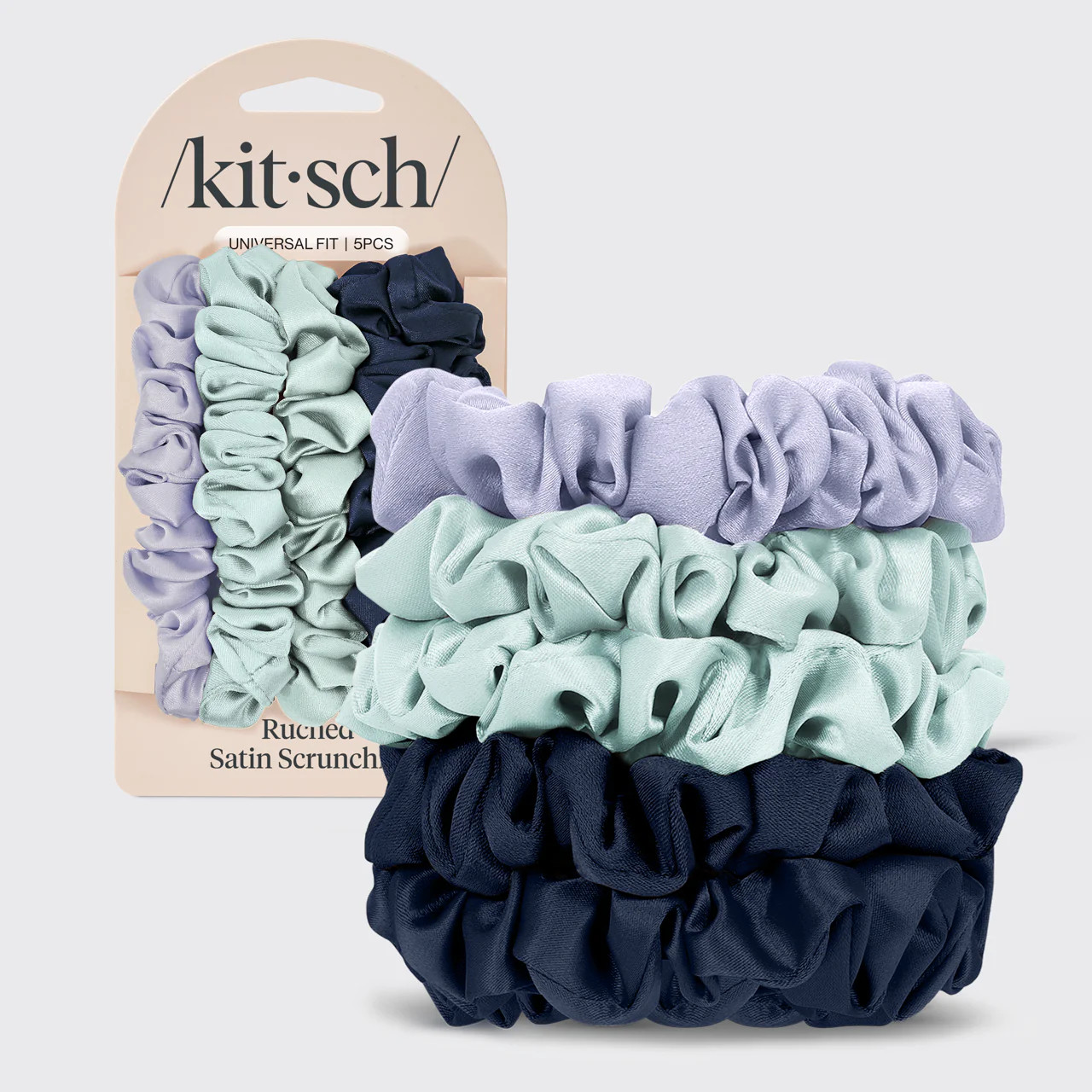 Garden Bouquet Ruched Satin Scrunchies 5pc Set | Kitsch