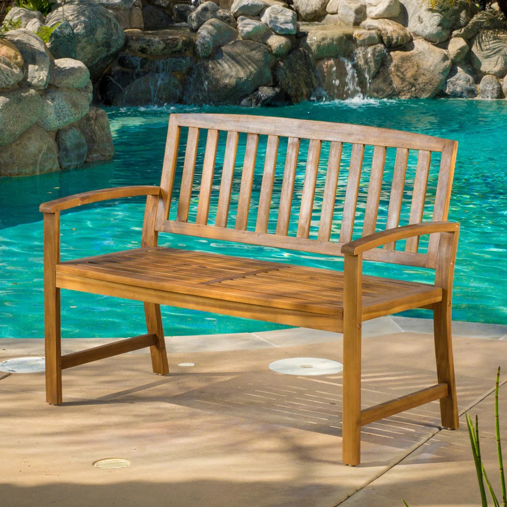 Royce Outdoor Modern Farmhouse Acacia Wood Bench | Wayfair North America