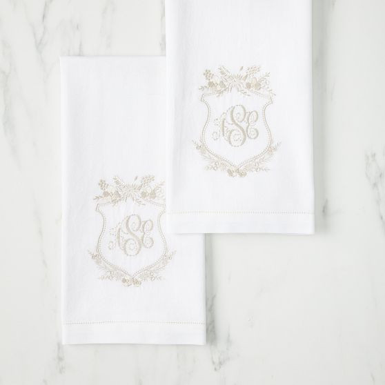 Bespoke Embroidered Crest Guest Towels, Set of 2 | Mark and Graham