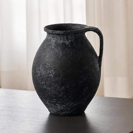 LB2 Black Ceramic Large Vase, 11.2" Tall Zen Style Vase, Terra Cotta Pitcher, Distressed Farmhous... | Amazon (US)