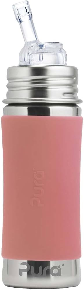 Pura Kiki 11oz/325ml Stainless Steel Straw Bottle w/Sleeve, 100% Plastic-Free, MadeSafe Certified... | Amazon (US)
