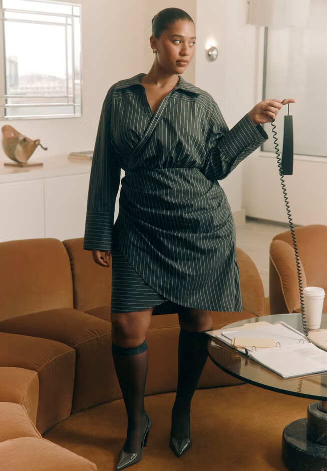 Asym Striped Shirt Dress | Eloquii