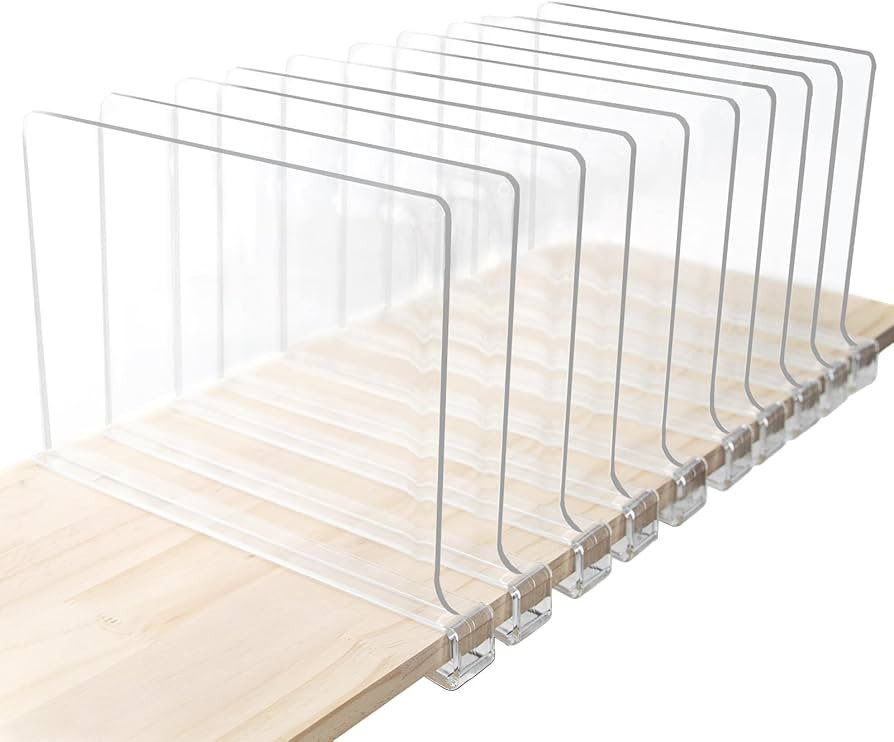 Markdang 10 Pcs Acrylic Shelf Dividers (Shelves Less Than 0.8" Thick) for Closet Organization Cle... | Amazon (US)