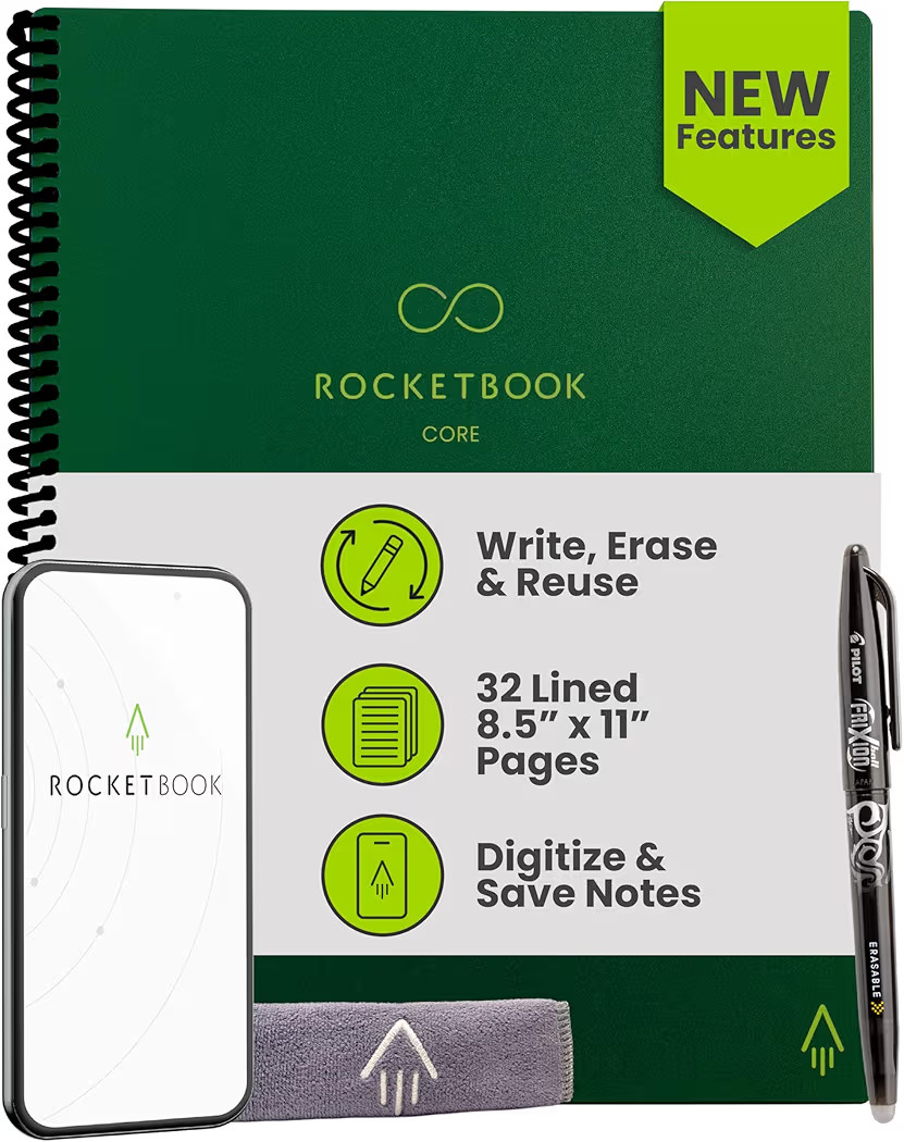 Rocketbook Core Reusable Smart Notebook, Lined Pages For School, Work and Creative Projects, Lett... | Amazon (US)