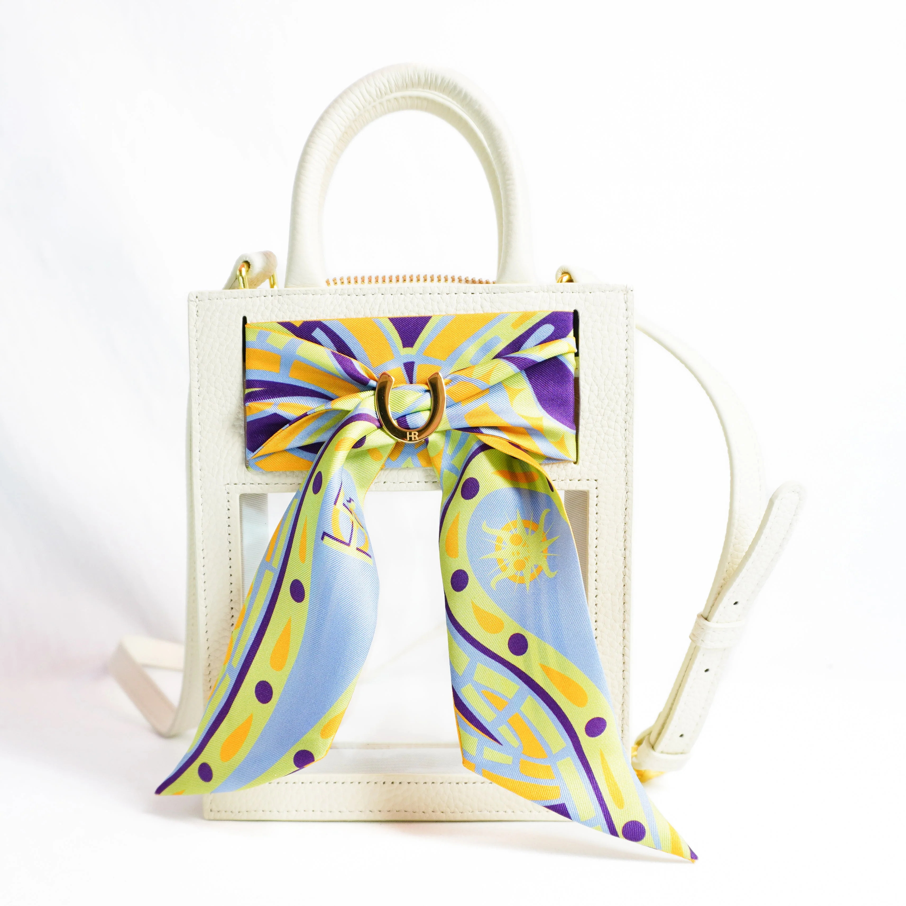 Stadium Approved Leather Top Handle Purse with Silk Twill Skinny Scarf | Hampton Road Designs, LLC