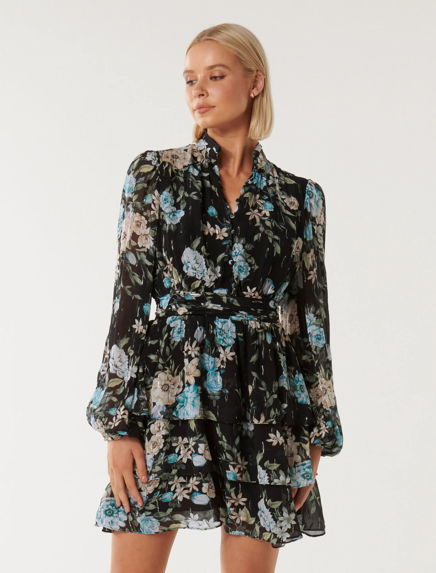 Amy Printed Metallic Mini Dress | Forever New (AU)