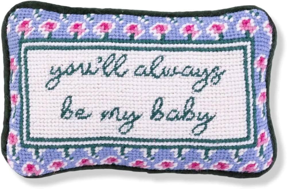 FURBISH Handmade Needlepoint Decorative Throw Pillow - Be My Baby - 5" x 8" - Mini Embroidered Ac... | Amazon (US)