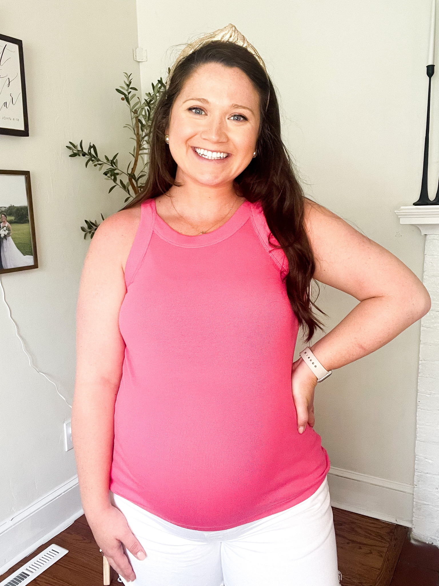 Pink tank top. Summer outfit. Ribbed tank top. Vacation outfit

#LTKunder50 #LTKtravel