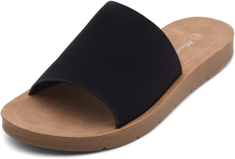 Herstyle Womens Jarina Flat Sandals Slip on Slides Open Toe One Band Casual Walking Shoes | Amazon (US)