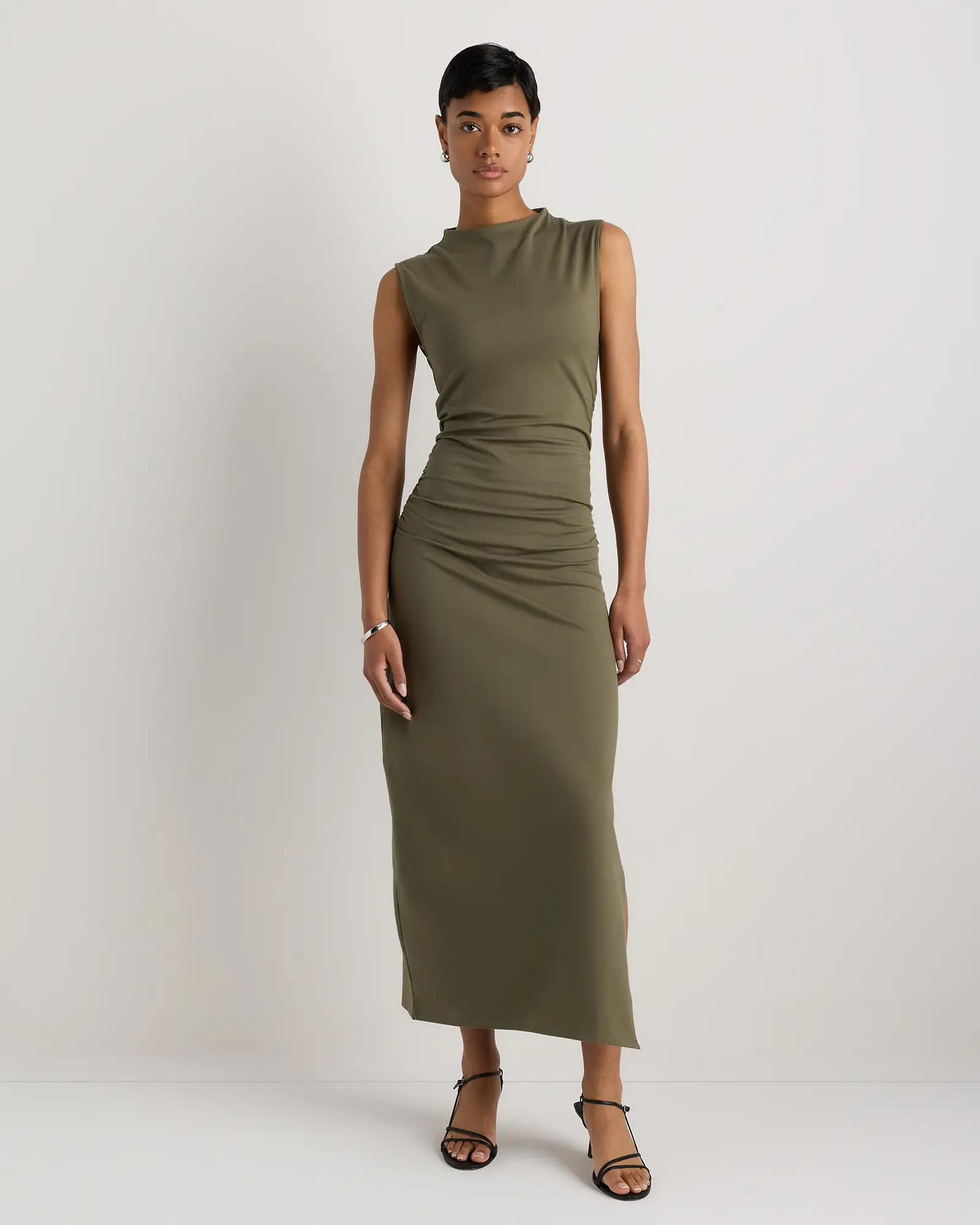 Stretch Cotton Jersey Mock Neck Midi Dress | Quince