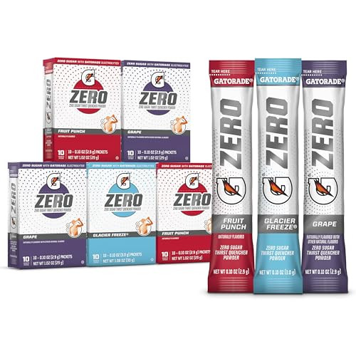 Gatorade G Zero Powder, Fruit Punch Variety Pack, 0.10oz Individual Packets - 10 Count (Pack of 5) | Amazon (US)