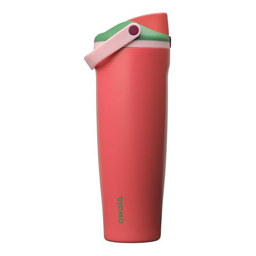 Owala FreeSip Sway Insulated Stainless Steel Water Bottle with Two-Way Spout, Built-In Straw and Bucket Handle, Made for Travel, School, and Sports, 40oz, BPA Free, Leak Proof, Strawberry Fields | Amazon (US)