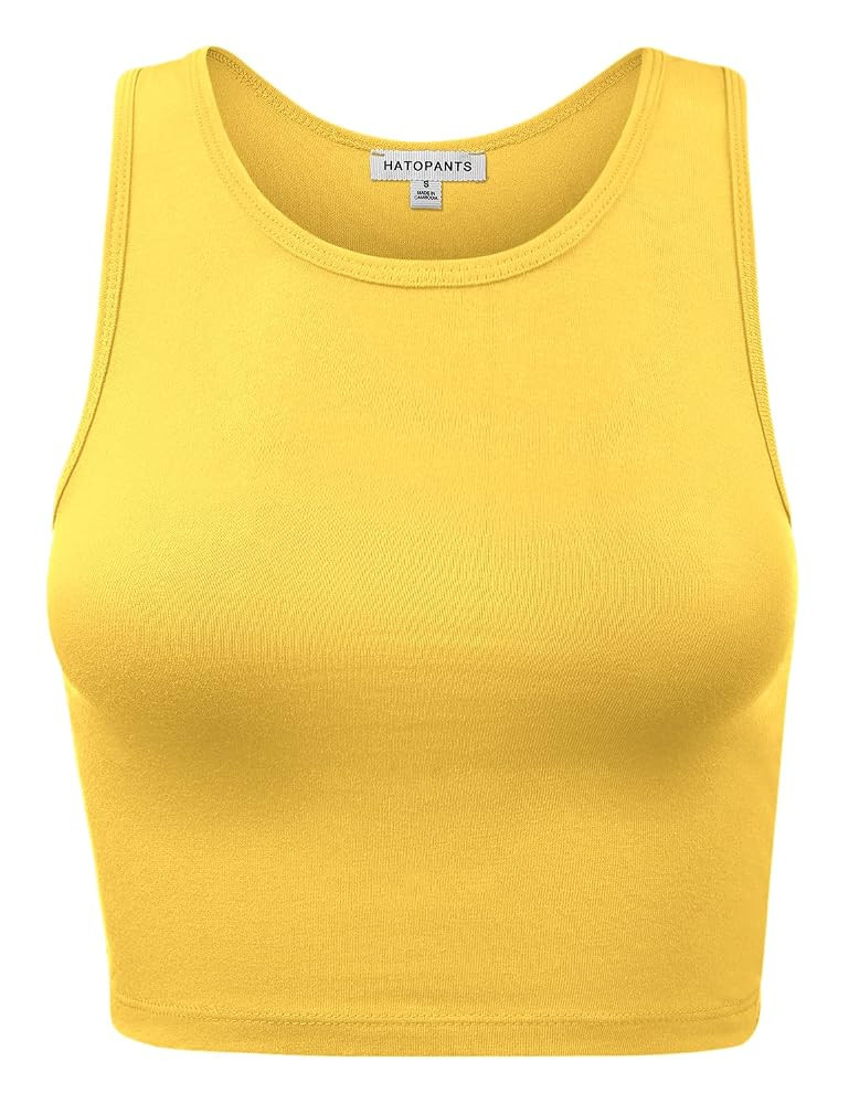 Women Sleeveless Cami Crop Tank Tops Racerback High Halter Neck Shirts | Amazon (US)