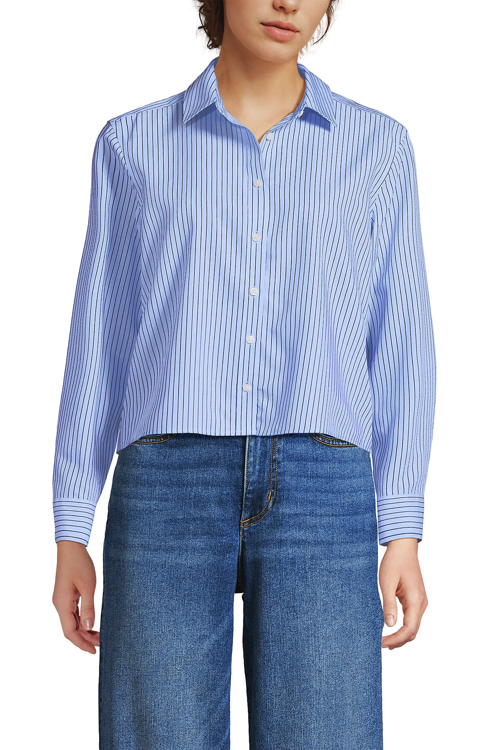 No Iron Boxy Cropped Shirt | Nordstrom