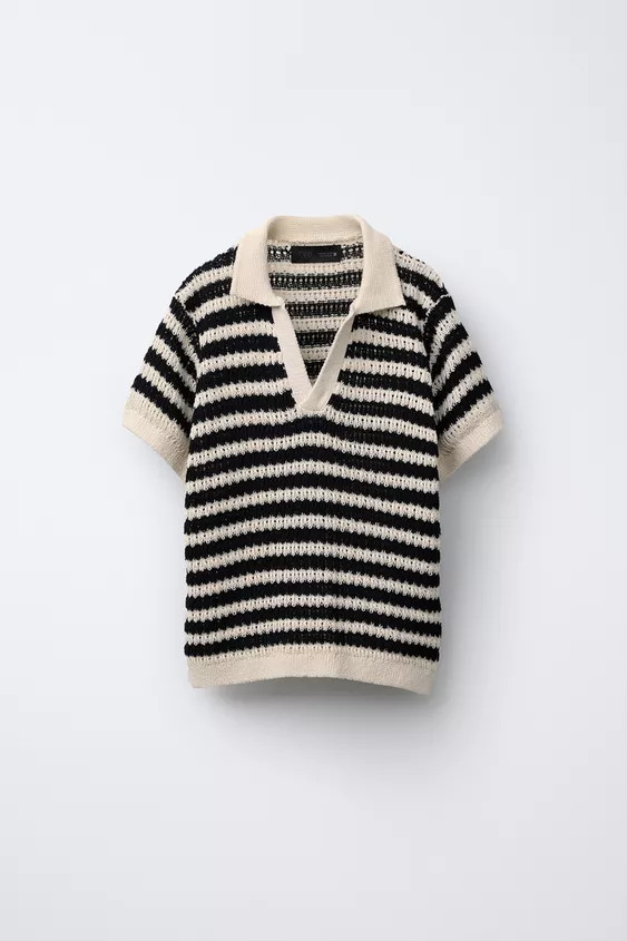 CROCHET KNIT POLO | Zara US