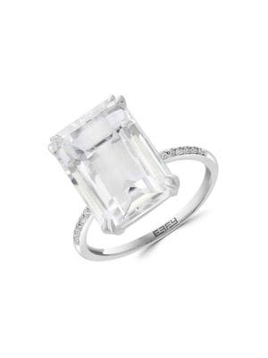 Effy 14K White Gold, White Topaz &amp; Diamond Ring on SALE | Saks OFF 5TH | Saks Fifth Avenue OFF 5TH