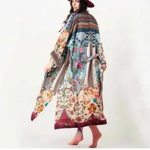 boho gypsy belted floral Long Kimono Cardigan | Poshmark