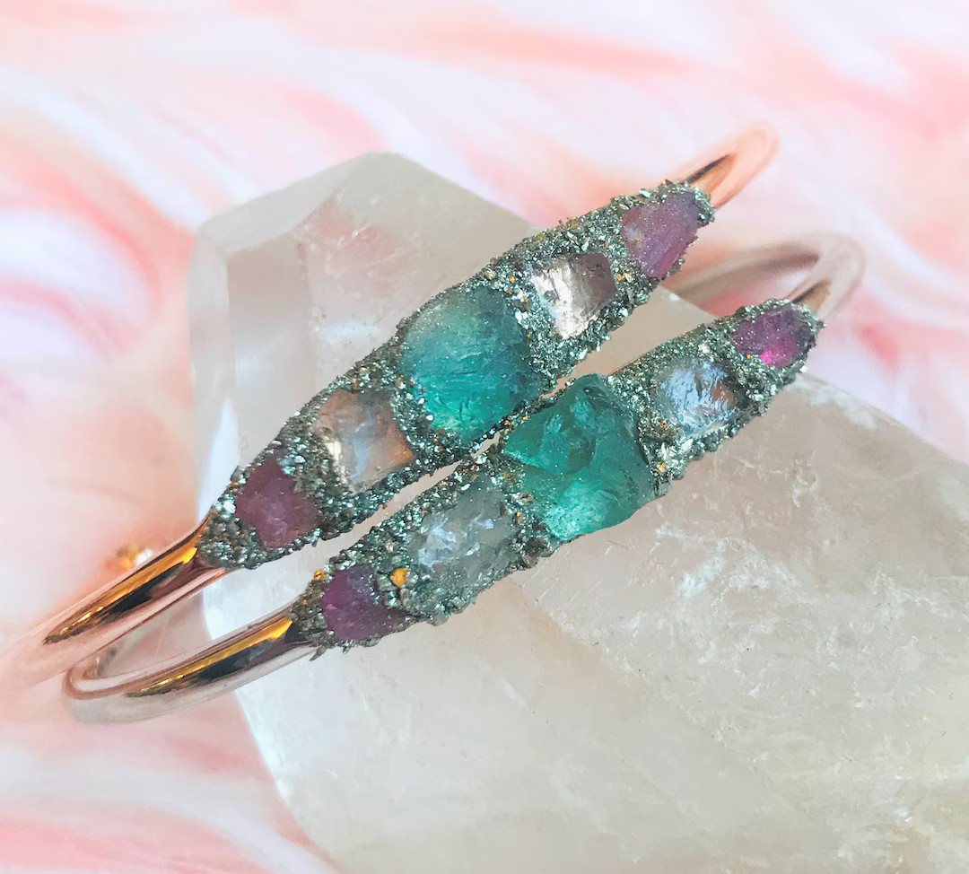 Raw Aquamarine Jewelry, Watermelon Tourmaline Bracelet, Birthday Gifts for Her, Sister in Law Gif... | Etsy (US)