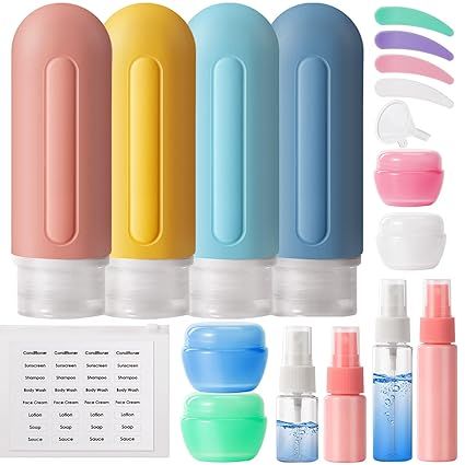 Travel Bottles for Toiletries - 19 Pack TSA Approved 3oz Leak Proof Silicone Containers for Shamp... | Amazon (US)