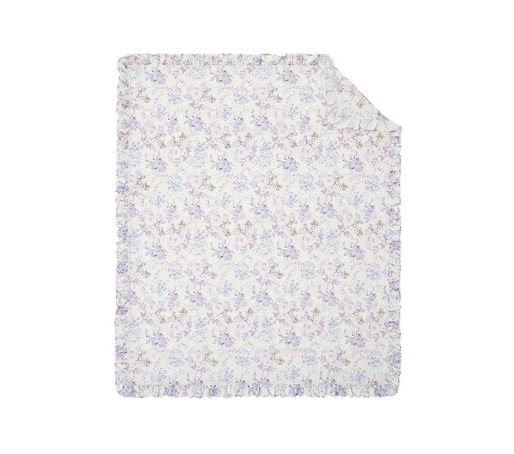 LoveShackFancy Lavender Damask Ruffle Organic Duvet Cover & Shams | Pottery Barn Kids