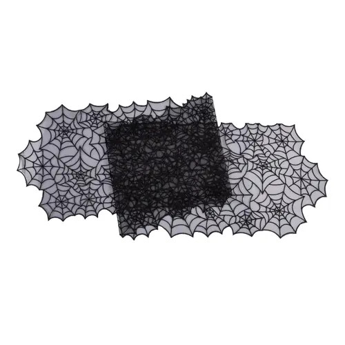 C&F Home Spider Webb Halloween Reversible Translucent Decorative Table Runner 12" x 68" in Black at Nordstrom | Nordstrom