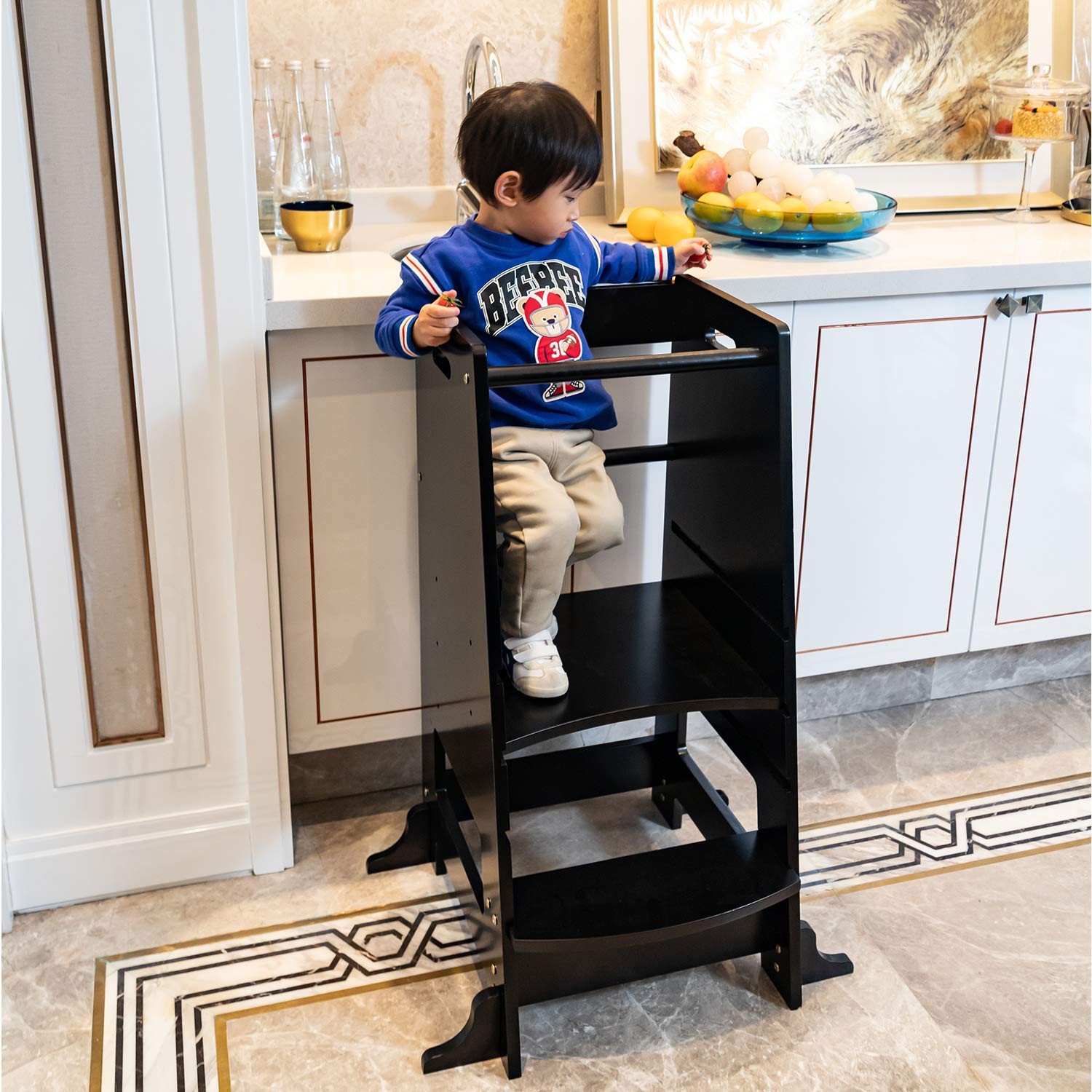 Kinbor Baby Kids Step Stool Kids Learning Stool Kids Kitchen Step Stool with Safety Rail-Solid Wo... | Amazon (US)