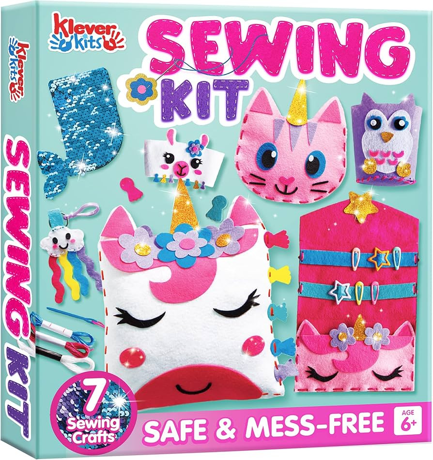 Klever Kits 7 Sewing Projects- My First Kids Sewing Kit- Easy DIY Arts and Crafts for Girls, Craf... | Amazon (US)