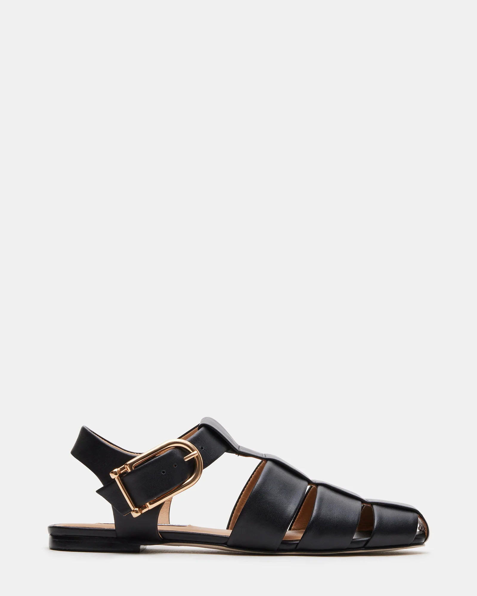 AUSTRIA Black Leather Fisherman Flat | Women's Flats | Steve Madden (US)