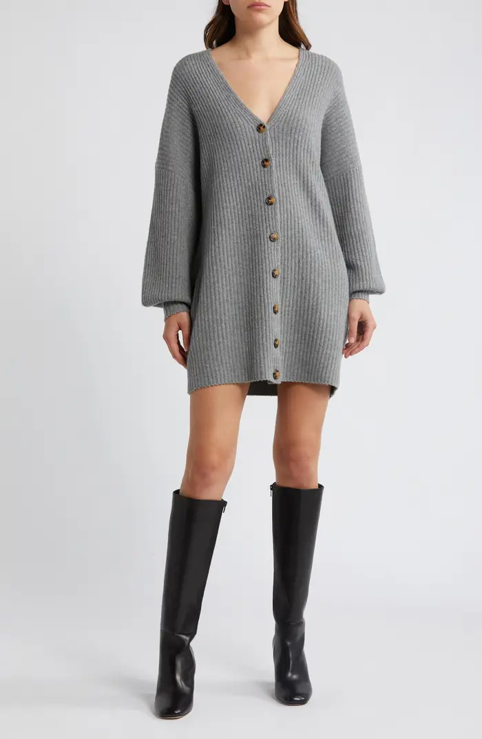 Babysoft Rib Button Front Long Sleeve Sweater Dress | Nordstrom