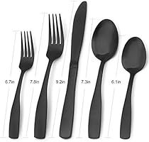 Matte Black Silverware Set, Bysta 40-Piece Stainless Steel Flatware Set, Kitchen Utensil Set Serv... | Amazon (US)